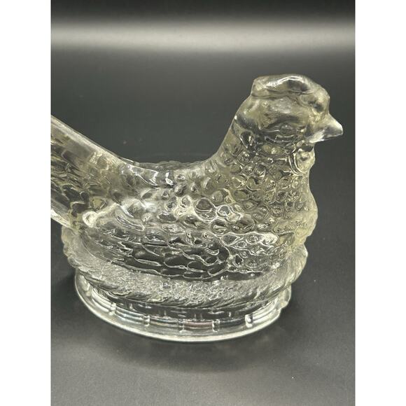 Hen On Nest Hollow Candy Holder Clear Vintage Country Farmhouse - Picture 5 of 10